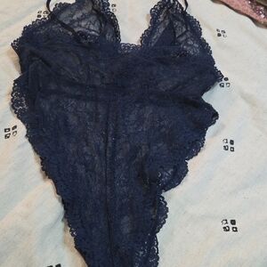ASOS Navy Lace Bodysuit One Sz